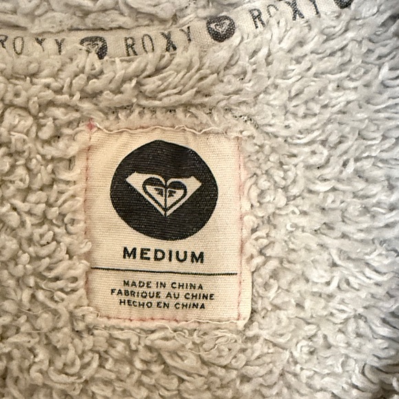 Roxy Gray Faded Zip-Up Hoodie with Sherpa Lining Women SizeM - Picture 2 of 6